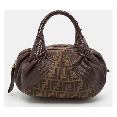 Fendi Tobacco Zucca Canvas and Leather Baby Spy Bag