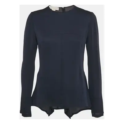 Stella McCartney Navy Blue Crepe Asymmetric Top