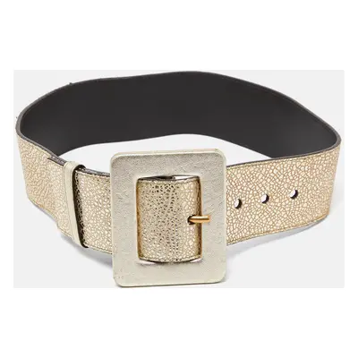 Yves Saint Laurent Gold Leather Buckle Waist Belt 70CM