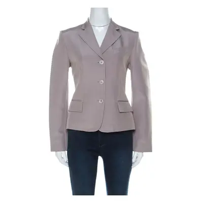 Gucci Grey Silk Blend Button Front Tailored Blazer