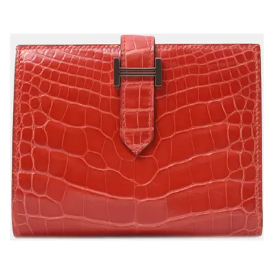 Hermes Alligator Bearn Compact Wallet