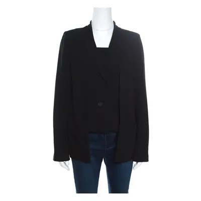 10 Crosby Derek Lam Black Crepe Faux Vest Detail Layered Blazer