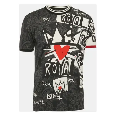 Dolce & Gabbana Black Royal Crown Jersey Crew Neck T-Shirt