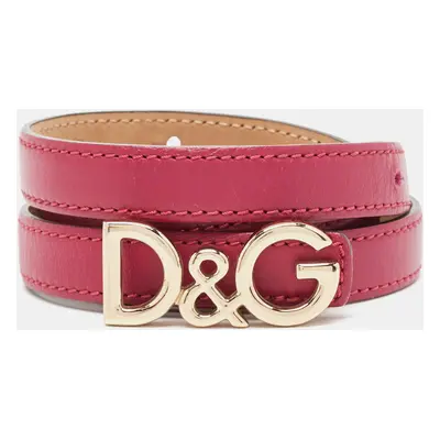 Dolce & Gabbana Magenta Pink Leather D&G Logo Belt