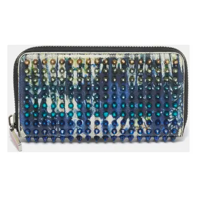 Christian Louboutin Multicolor Leather Panettone Spikes Zip Around Wallet