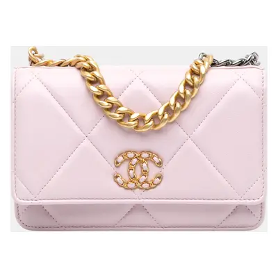 Chanel Pink Quilted Lambskin Wallet on Chain