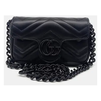 Gucci Black Leather GG Marmont Belt Bag