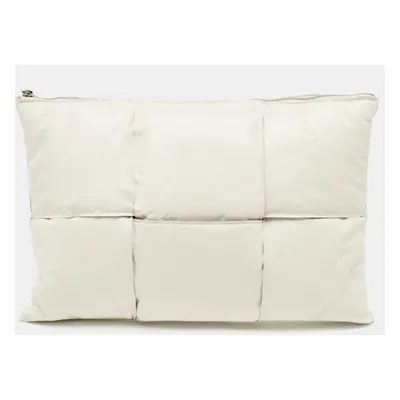 Bottega Veneta White Intrecciato Leather Padded Oversized Zip Pouch