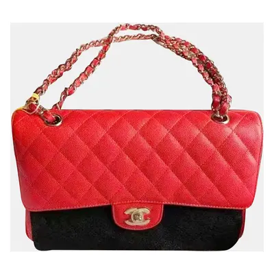 Chanel Coral Red Caviar Leather Medium Bag