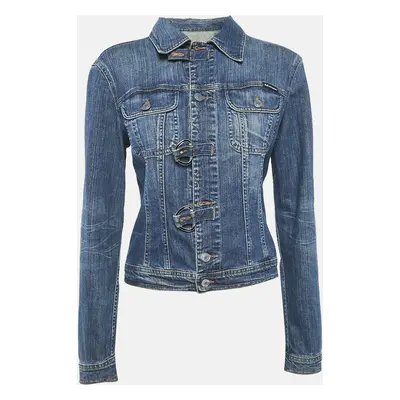 D&G Blue Denim Button Front Buckle Detail Jacket