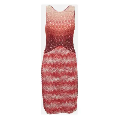 Missoni Red/Multicolor Patterned Lurex Knit Sleeveless Midi Dress