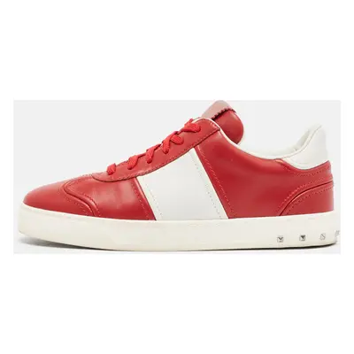 Valentino Red/White Leather Fly Crew Low Top Sneakers Size 40.5