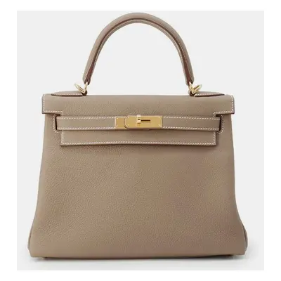 Hermes Etoupe Togo Leather Kelly Tote Bag