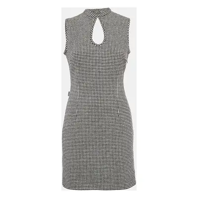 Moschino Jeans Black/White Houndstooth Wool Blend Mini Dress