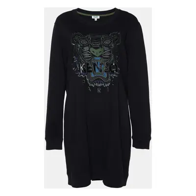 Kenzo Black Embroidered Cotton Knit Crewneck Sweatshirt