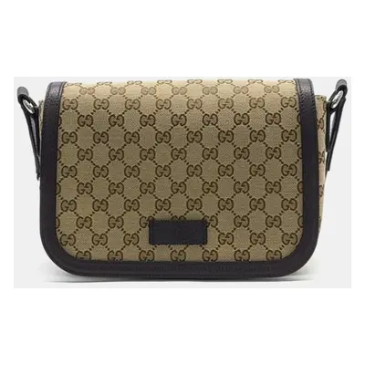 Gucci Beige Brown Fabric Crossbody Bag