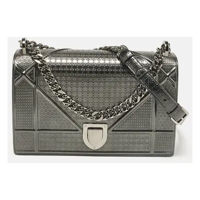 Dior Grey Patent Leather Medium Diorama Shoulder Bag