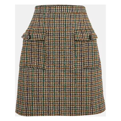 Claudie Pierlot Brown/Green Wool Tweed Mini Skirt