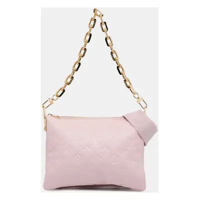 Louis Vuitton Pink Monogram Embossed Puffy Lambskin Coussin PM