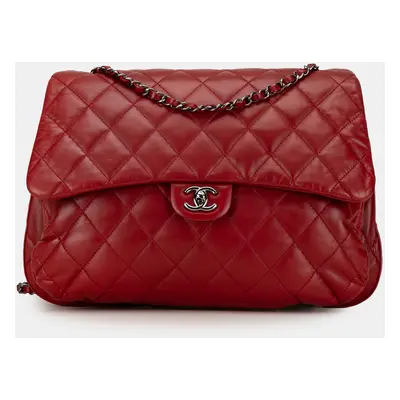 Chanel Red Maxi Lambskin Accordion Flap