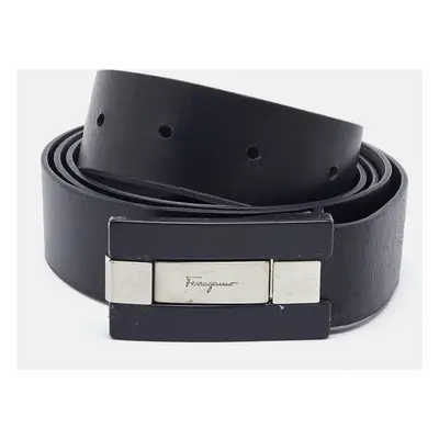 Salvatore Ferragamo Black Leather Cut to Size Reversible Belt