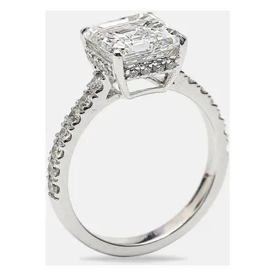 18k White Gold Asscher Cut, Round Brilliant Lab Grown Diamonds Ring (Approx 3.80 cts)