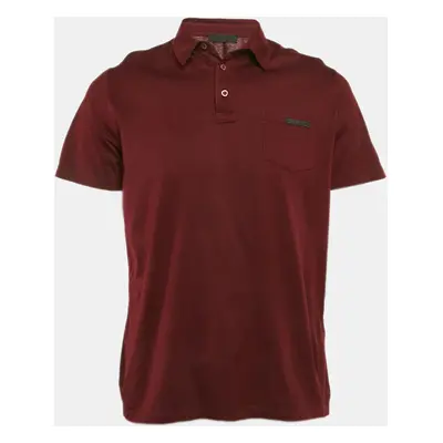 Prada Burgundy Cotton Jersey Polo T-Shirt