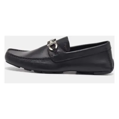 Salvatore Ferragamo Black Leather Slip On Gancini Loafers Size 41.5