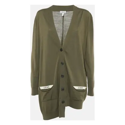 Loewe Green Wool Buttoned Cardigan