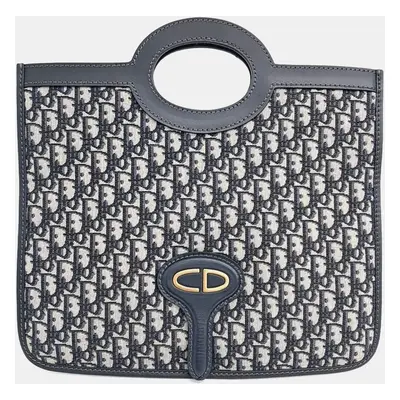 Dior Navy Blue Canvas Oblique Folding Clutch