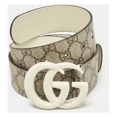 Gucci Beige/White GG Supreme Canvas GG Marmont Buckle Belt 75CM