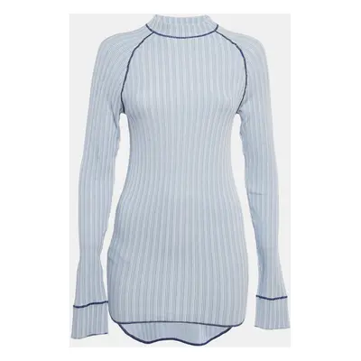 Salvatore Ferragamo Blue Stripe Knit Long Sleeve Sweatshirt