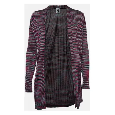 M Missoni Purple Patterned Knit Open Front Cardigan