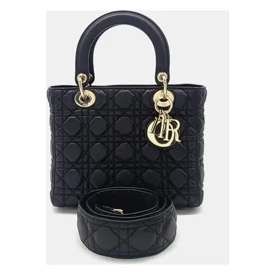 Dior Black Leather Lady Medium Bag