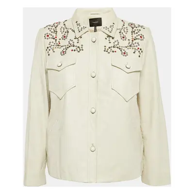 Isabel Marant Off White Studded Leather Button Front Jacket