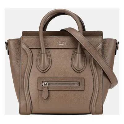 Celine Brown Nano Leather Luggage Tote