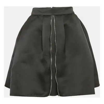 Alexander McQueen Black Satin Pleated Mini Skirt