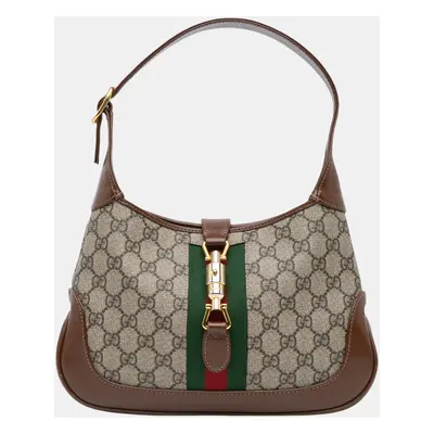 Gucci Beige/Brown Small GG Supreme Canvas Jackie Crossbody Bag