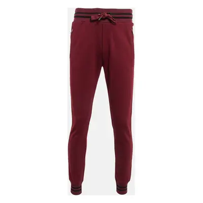 Dolce & Gabbana Burgundy Cotton Knit Jogger Pants