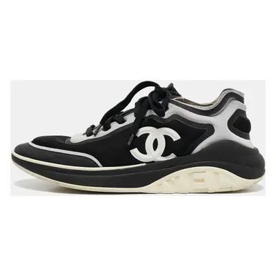 Chanel Black Fabric and Mesh CC Low Top Sneakers Size