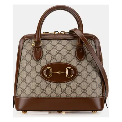 Gucci Brown Small GG Supreme Horsebit Satchel