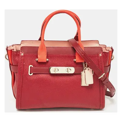 Coach Burgundy/Red Leather Swagger Tote