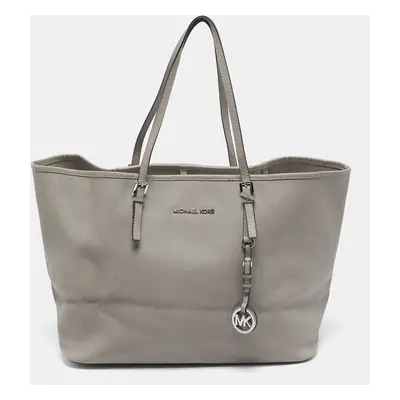 Michael Kors Grey Faux Leather Jet Set Travel Tote