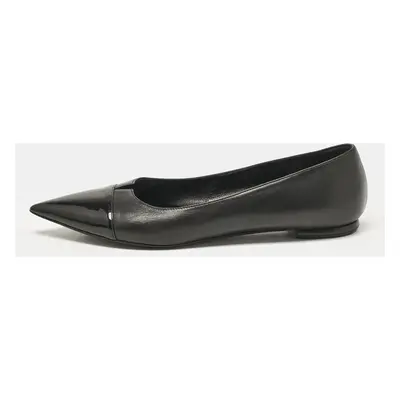 Dior Black Patent Leather and Leather Pointed Ballet Flats Size 39.5