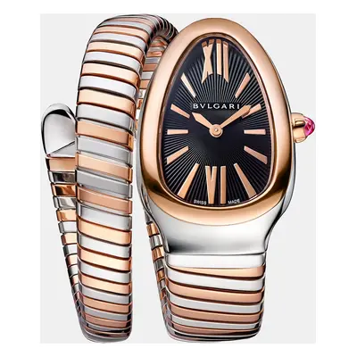 Bvlgari Black 18K Rose Gold Stainless Stell Serpenti Tubogas Women's Wristwatch