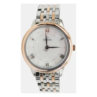 Omega White Mother Of Pearl 18k Rose Gold Stainless Steel Prestige 434.20.30.60.05.001 Quartz Wo