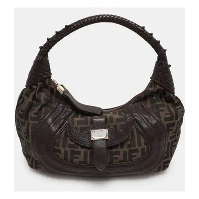 Fendi Brown Zucca Canvas and Leather Spy Hobo