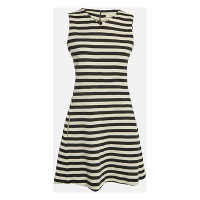 Chloe Vanilla Cream Stripe Wool Sleeveless Mini Dress