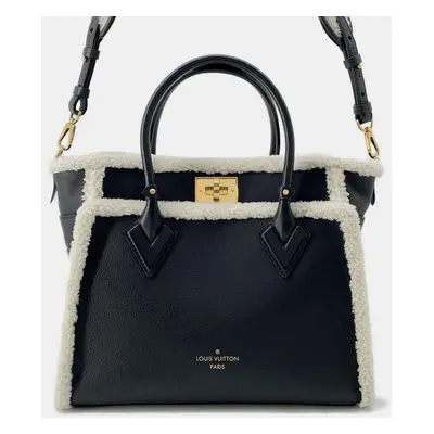 Louis Vuitton Noir Calf Leather Shearling On My Side MM Tote Bag