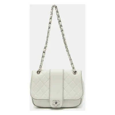 Chanel White Quilted Leather Elementary Chic Flap Bag